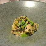 リストランテ カノフィーロ - 昆布森産牡蠣と菜の花、サフランのソース、タリアテッレ