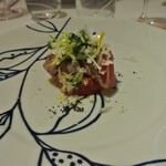 リストランテ カノフィーロ - 本マグロのクルード、フルーツトマトと毛蟹、山わさび