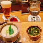 築地青空三代目 - 生ビール・かもし九平次・茶碗蒸し・赤出汁