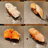 築地青空三代目 大名古屋ビルヂング店 - 白イカ・小肌・赤貝・金目鯛