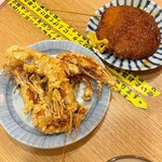 晩杯屋 - 甘海老のから揚げ@¥190税 と レバフライ@¥190税