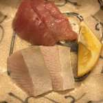 赤坂 菊乃井 - 昼懐石１５７３０円。鰤しゃぶしゃぶ。提供時は九条葱と下仁田葱が盛り付けてあります。鰤は腹側と背側が用意され、それぞれの味わいの違いも楽しめます（╹◡╹）（╹◡╹）