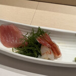 池袋 鮨 貴山 - 【お造り】メジまぐろ、シマ海老