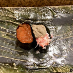 にぎり鮨 一五〇 - いくら、蟹味噌（各¥150）（税別）