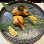 おおさか料理  浅井 - マスの助　しらこ　蟹味噌？が乗ったお芋