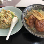 珉王 - 豚天ラーメンとレタス炒飯のセット(¥990)