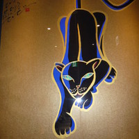 京都つゆしゃぶCHIRIRI 京橋店 - 有名な壁画家の木村英輝さんが描いた京橋の黒ひょうなんだとか。各店舗にもあるみたいです。