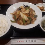 金沢飯店 - 五目焼そば+ご飯セット
