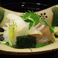 北新地 湯木 本店 - あおりイカとカンパチ