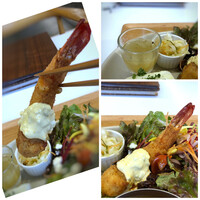 TRATTORIA KIKUYA - ◆海老フライは海老が太く大きくて美味しい。海老好きとしては嬉しいこと。^^ ◆コンソメスープは薄味。 ◆コールスロー。