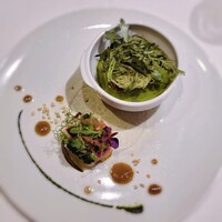 アンフュージョン - 北海道産 真鱈白子のフランとムニエル 春菊風味の白ワインソース