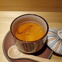 上野 榮 - 先付けは旬の白子た海老根を使った茶碗蒸し 202301