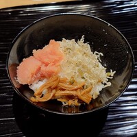 富小路 やま岸 - たらこ、じゃこ、なめこの白ごはん