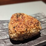 Charcoal-Onigiri rice balls flavored with bonito flakes