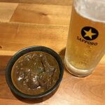 三五食堂 - お通しとビール