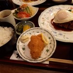 Kicchin Kuma - ハンバーグ&白身魚フライ定食