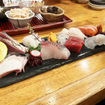 お造り盛り合わせ(サーモン・ヒラメ・縁側・穴子・本鮪・生ウニ・しまアジ・イカ・ヤイトカツオ・蛸)