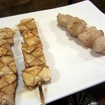 やきとり・ホルモン串　もりしん - タケノコと牛ミノ串