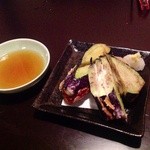 喜和美家 - Ｈ25.06　群馬県産茄子の麦豚重ね揚げ（タレ）