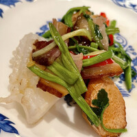 中国菜 老四川 飄香 銀座三越店 - ③自家製干し肉とアオリイカの炒め