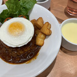 Shirubania Morino Kicchin - ロコモコ、コーンクリームスープ（セルフサービスのスープ）