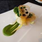 cafe Ondo - 魚料理　本日の鮮魚（鯛）のポワレ 菜花のクーリとブールブランソース