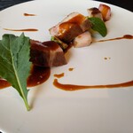 cafe Ondo - 肉料理　豚肩ロースの低温調理と林檎のソテー シェリービネガーソース
