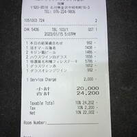 鉄板焼き 加賀 - レシート