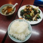 新シン - なすとえび炒め、ライス