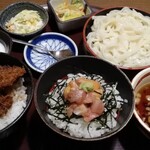 海山亭いっちょう - 漬け丼とソースカツ丼と小うどんセット