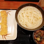 丸亀製麺 - 釜揚げうどん　並　290円　　ちくわ天　130円