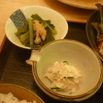 おんじき家ふうど - 日替り定食（ツナサラダ、小松菜と蛸のお浸し）