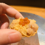 レストラン・カワサキ - ① 虹鱒のマリネ+卵のカナッペ