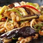 Spicy stir-fried eggplant and pork