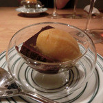 薬院 なかがわ - パッションフルーツのソルベ、生チョコケーキ