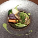 Bistro Refectorium - スズキのポワレ 菜の花のクリームソース