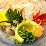 紅葉亭 - 「鯛薄造り」には、サワラの刺身も