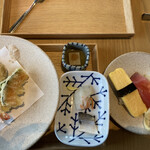 194925662 - 天ぷら、蟹味噌豆腐、コハダ酢〆、握り