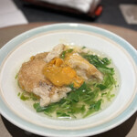 ことわりをはかるみせ ばんどう - 窯の中の出逢い　雲丹、胡麻、三つ葉