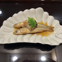 日本料理 珀也 - 琵琶湖のもろことネギ、木の芽