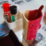 そば家やまき - 蕎麦豆腐用スプーン、消毒済み調味料等(R5.1.22撮影)