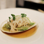 故宮 - 活ミル貝の湯引き　野菜ソース