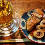 宇ち多゛ - 梅割り（甘め）　コブクロとレバボイル一本ずつ　お酢　です