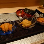 渋谷 鮨 まつもと - 雲丹の食べ比べ