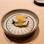 鮨 幸仁 - 水菜のお浸しと烏賊ゲソ酢味噌