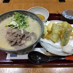 田ごと - 白味噌和牛そば、九条ネギの天ぷら