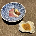 SHIZEN - お造り：すま鰹 緑茶と発酵トマトのちり酢