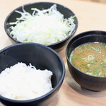 Wawa Ai Morumiyoshi - ごはん、味噌汁、キャベツおかわり自由