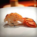 蒼 - さかな人長谷川さんの長井アカザ海老の炭火焼。シグニチャーデッシュ♡　赤座海老がこんなにプリプリである事を初めて教えてくれたのが蒼さん。好き過ぎて、待つ間心臓がバクバクする。