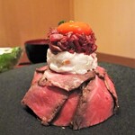 #肉寿司#野菜巻き串#熟成魚 ハッシュタグ - お肉で出来たバベルの塔ですやーん＼(^o^)／
